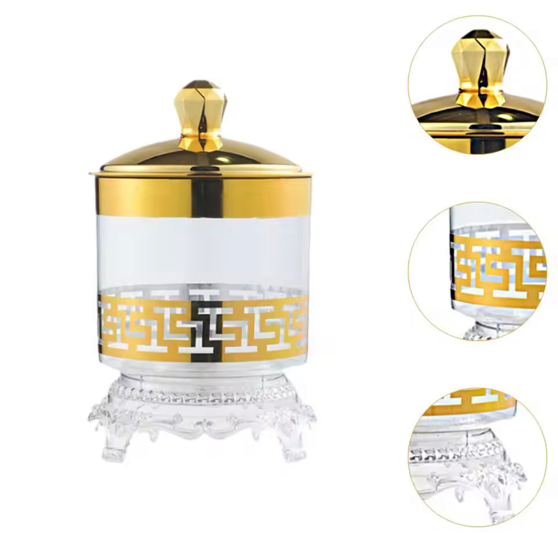 Set of 3 Candy Jar With Lid, Transparent Dry Food Storage Container, Tea Party Serving Jar, Cookie Jar Set of 3 Candy Jar With Lid, Transparent Dry Food Storage Container, Tea Party Serving Jar, Cookie Jar